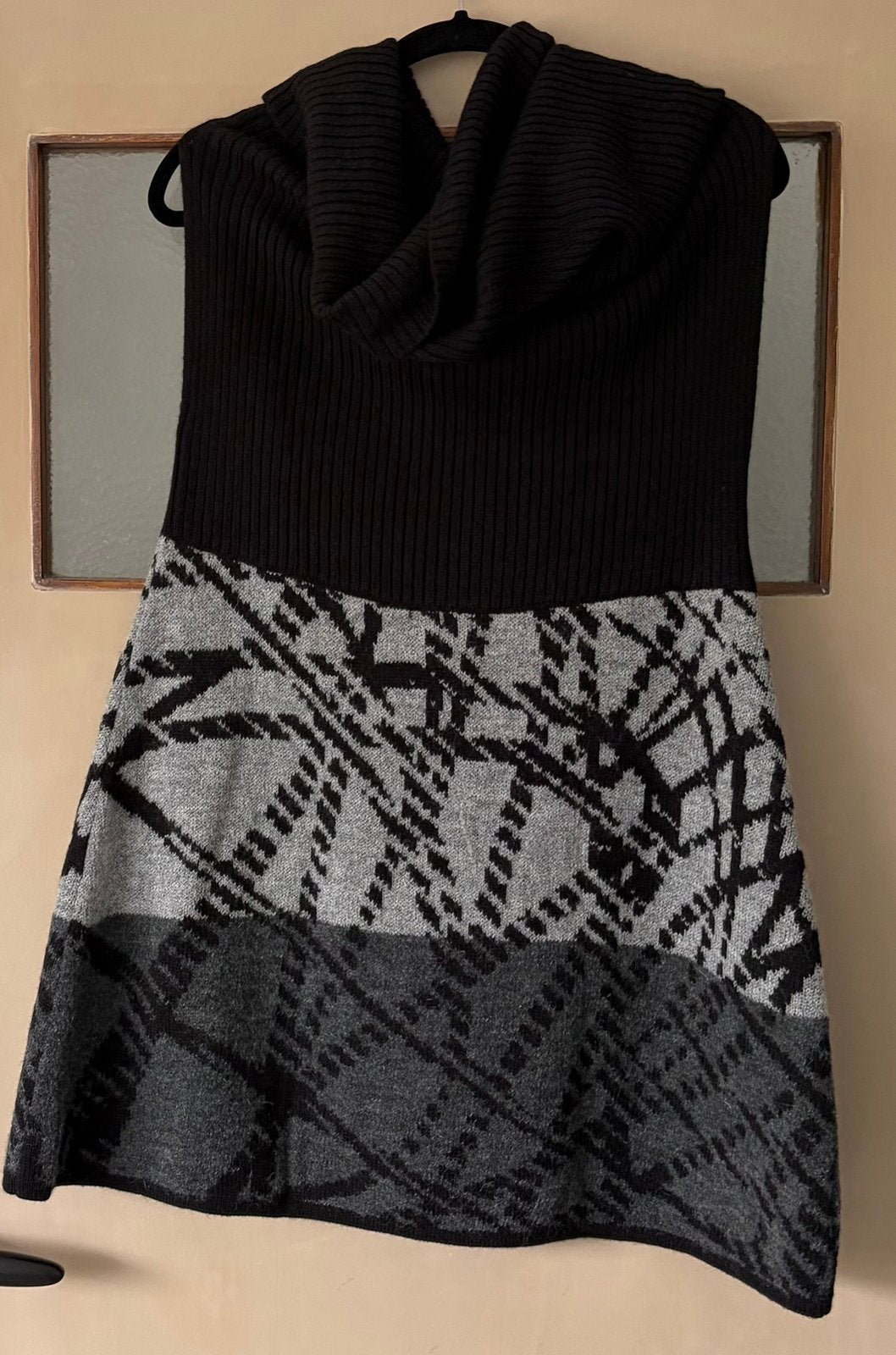Damestrui/tuniek zwart grijs, wol maat L/XL, Ophalen, Zo goed als nieuw, Maat 46/48 (XL) of groter, Zwart