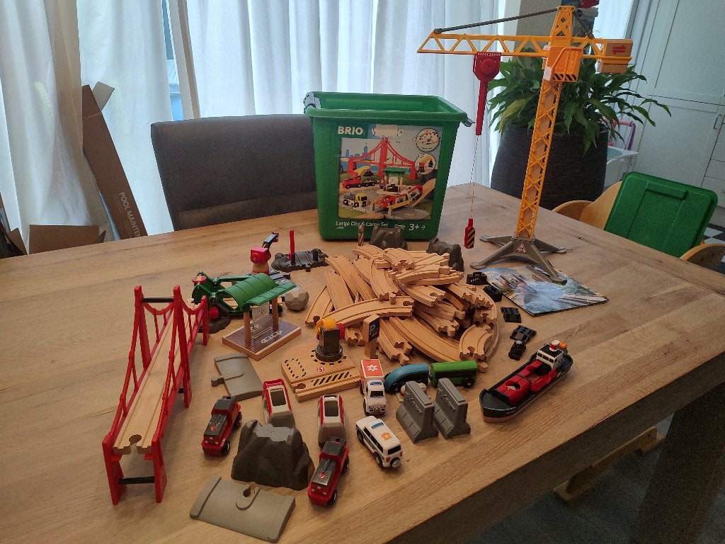 Brio world groot set + extra!, Ophalen, Gebruikt, Duw- of Trekspeelgoed
