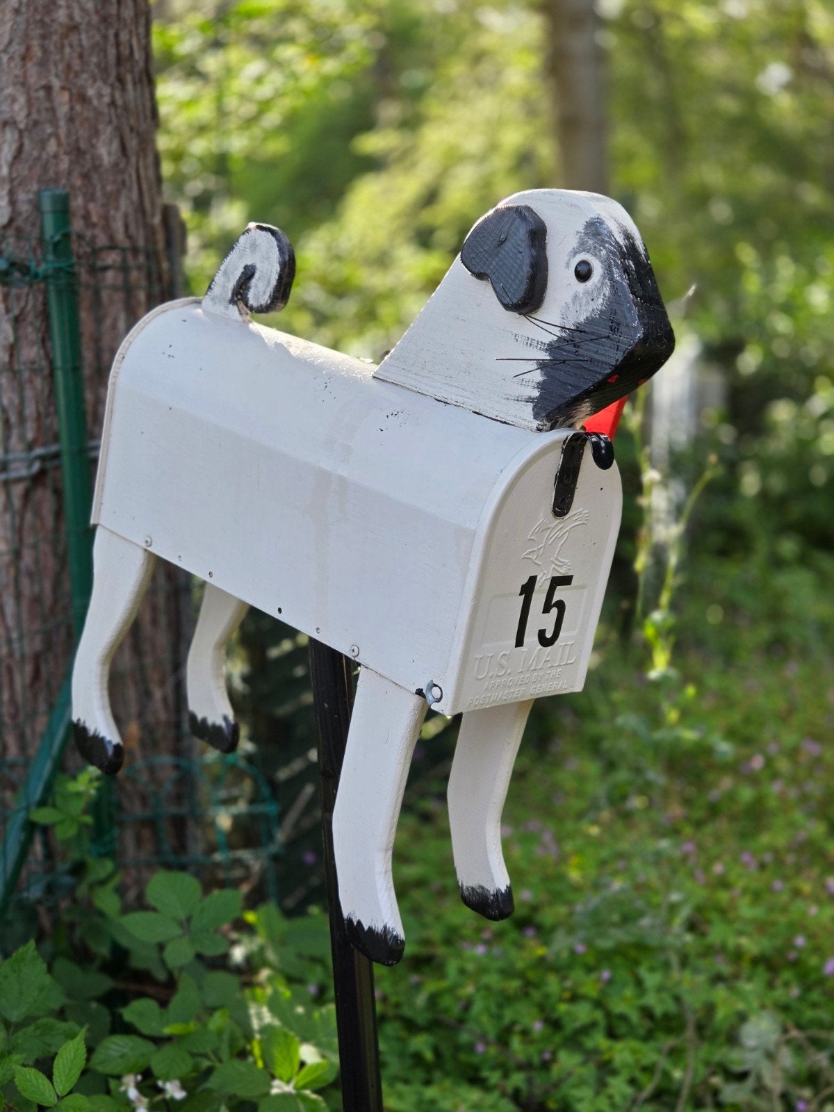 Unieke mops hond brievenbus, Ophalen, Gebruikt, IJzer, Staande brievenbus