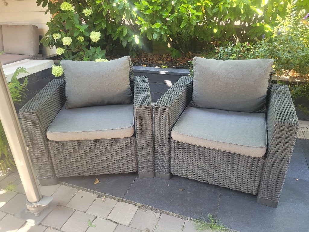 Tuin loungestoel, Allibert California grafiet, 2 stuks, Ophalen, Zo goed als nieuw, Kunststof