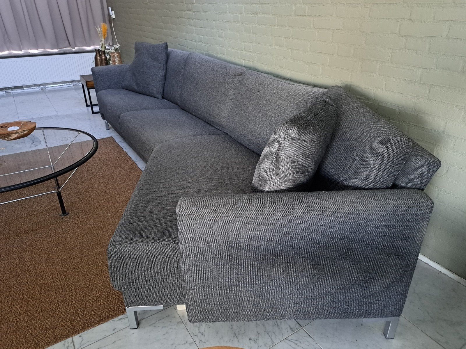 Montel zitbank grijs - moderne strakke design hoekbank, Ophalen, Gebruikt, 100 tot 125 cm, Hoekbank
