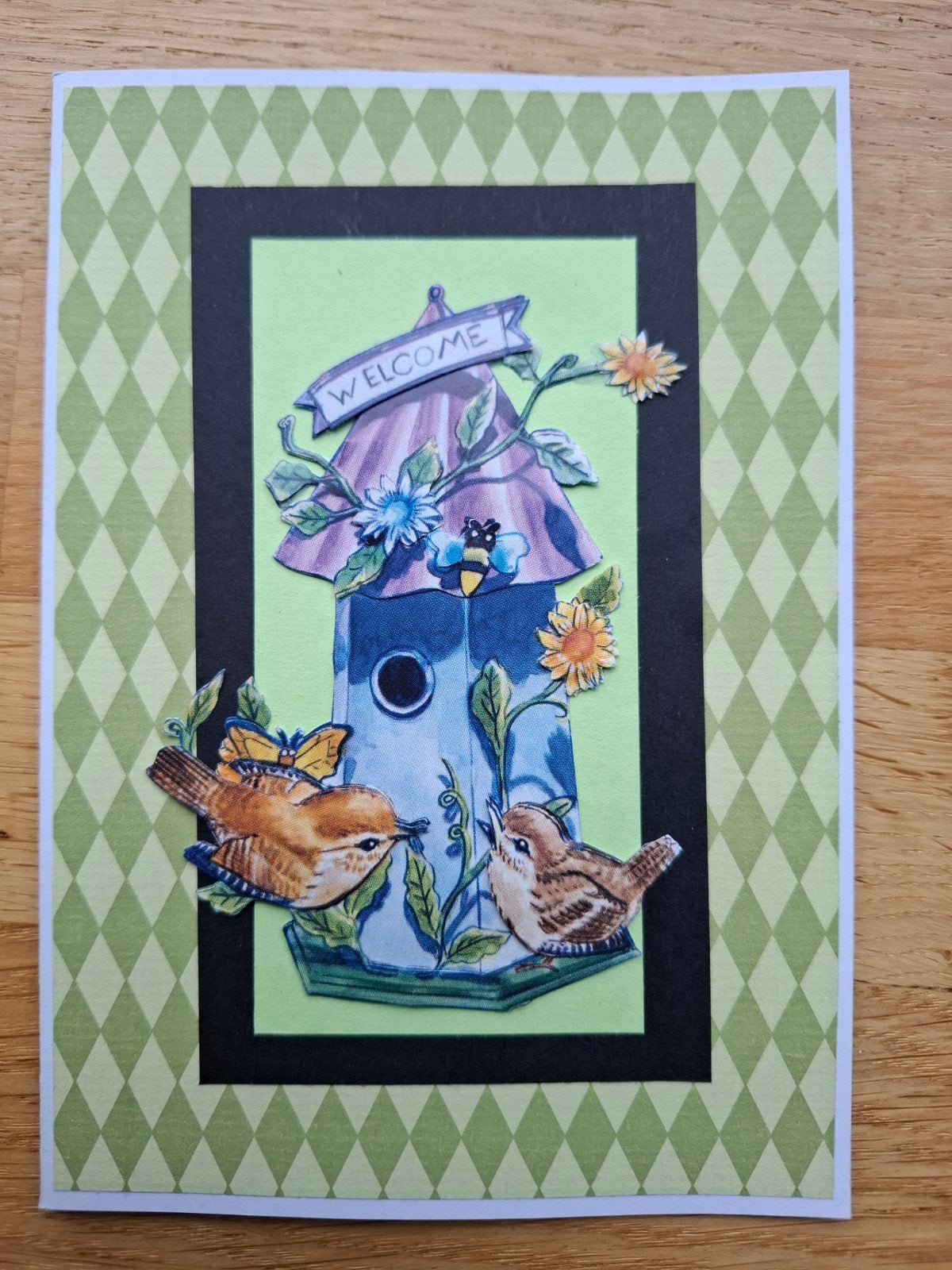 Zelfgemaakte kaart met vogelhuisje, Ophalen of Verzenden, Nieuw