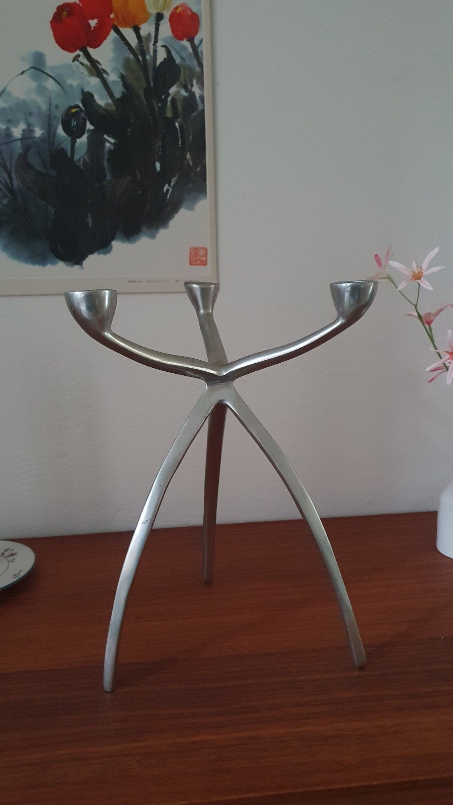 Vintage space age tripod kandelaar voor 3 kaarsen - Metaal, Ophalen, Overige materialen
