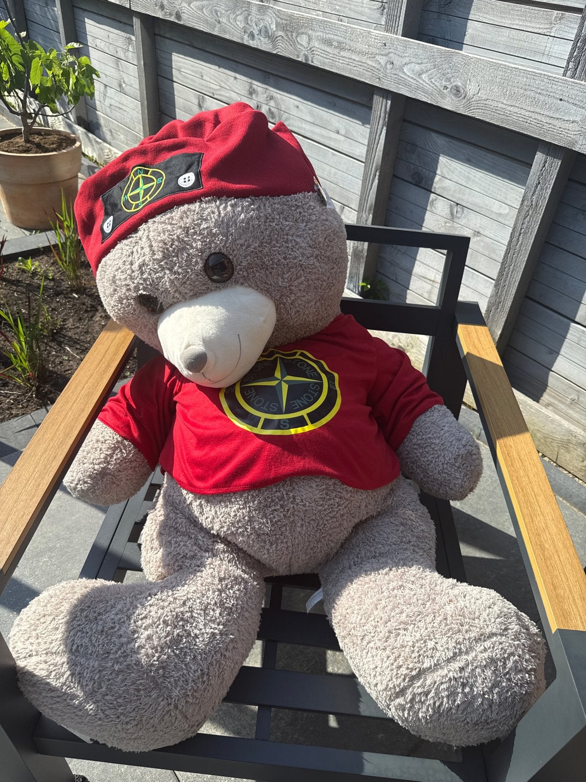 Grote teddybeer met Stone Island kleding, Ophalen, Overige merken, Overige karakters, Beer