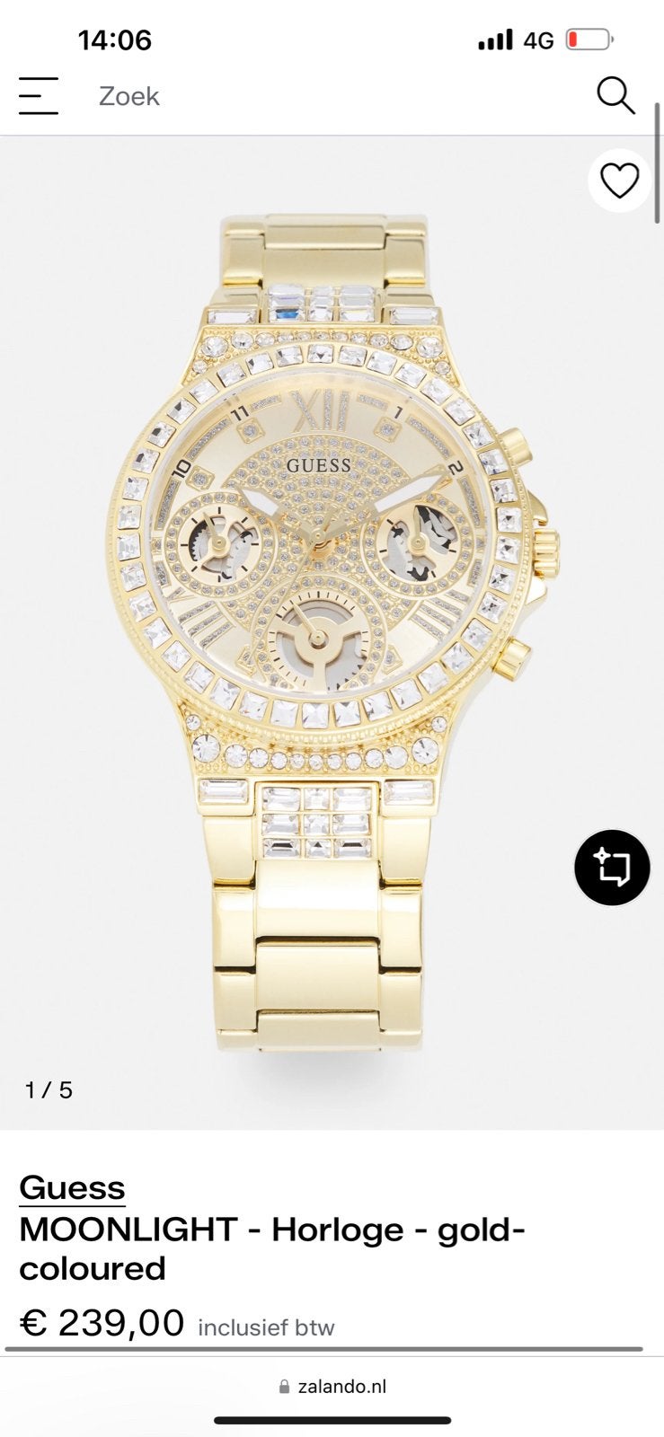 Guess Moonlight horloge, Ophalen of Verzenden, Zo goed als nieuw, Staal, Guess
