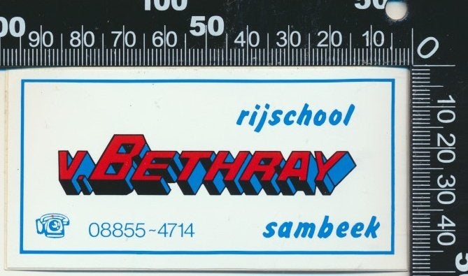 Sticker: Rijschool Van Bethray - Sambeek, Verzamelen, Stickers, Zo goed als nieuw, Bedrijf of Vereniging, Ophalen of Verzenden