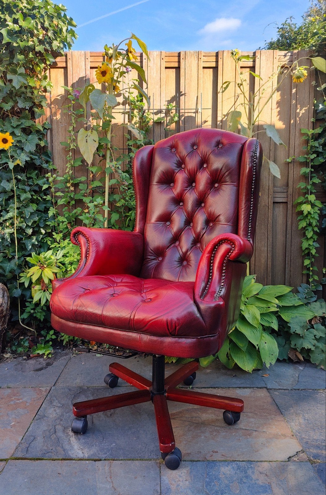 Originele Rochester Chesterfield bureaustoel bordeauxrood, Ophalen