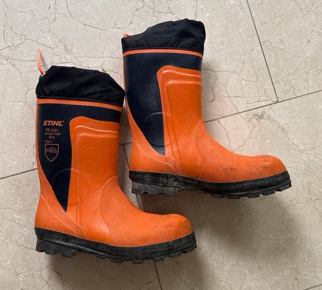 Zgan Stihl veiligheidslaarzen - Oranje - Maat 44, Ophalen of Verzenden, Zo goed als nieuw, Heren, Laarzen