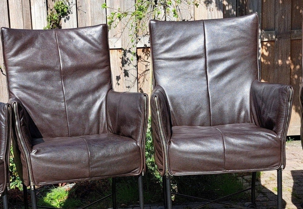2 Hoezen voor Montis Chaplin stoel (1 met defecte rits), Gebruikt, Twee, Bruin, Leer