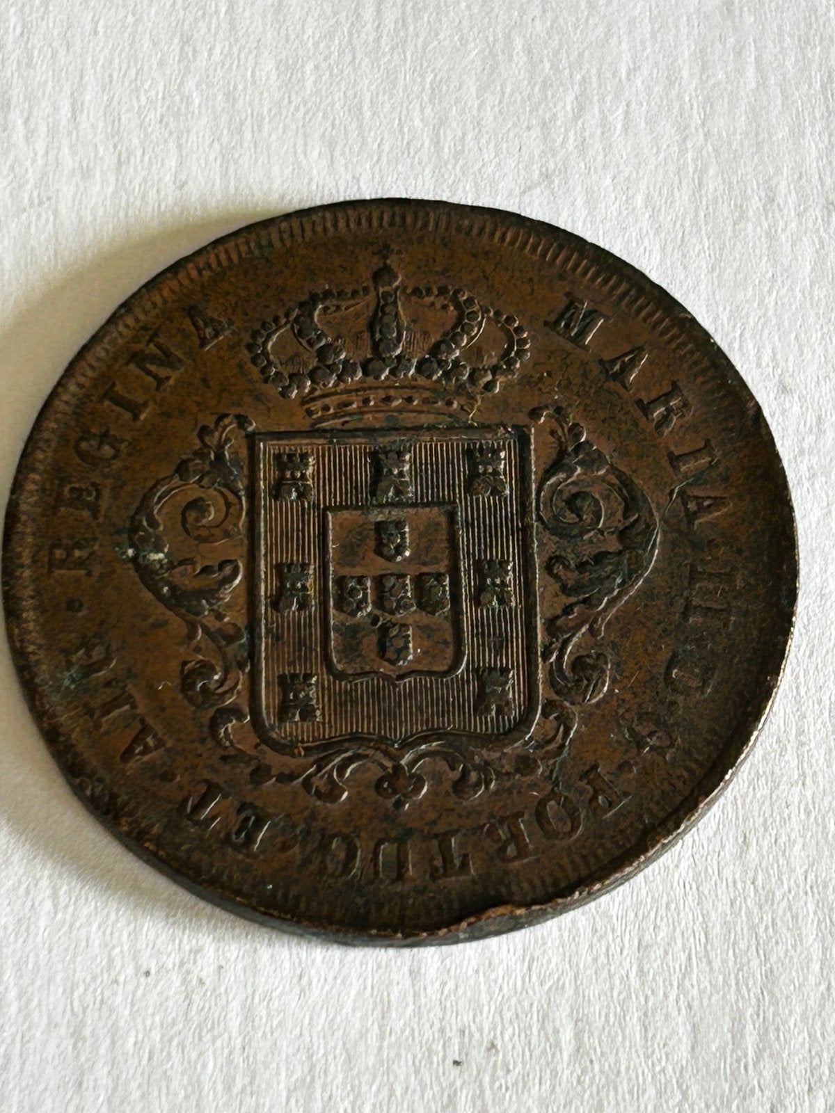 Zeldzame 10 Réis 1842 Madeira (Portugal) – Koningin Maria II, Postzegels en Munten, Ophalen of Verzenden, Overige landen