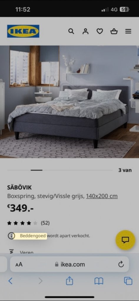 Boxspring, Ophalen, 140 cm, Zo goed als nieuw, Twijfelaar