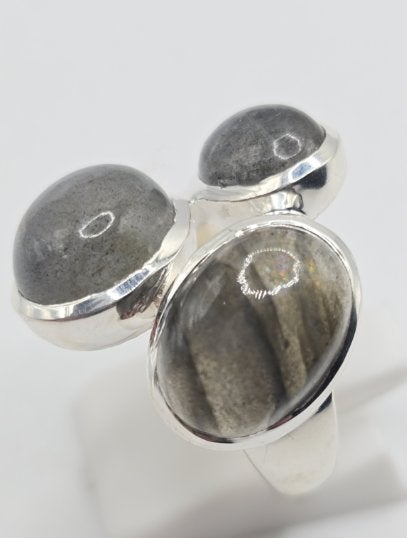 Echt zilveren ring met Labradoriet maat 19, Sieraden, Tassen en Uiterlijk, Ringen, 19 tot 20, Nieuw, Ophalen of Verzenden, Dame