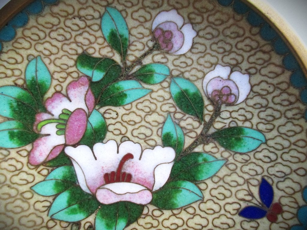 Cloisonné Schaaltjes of bordjes~Bloemen~ca 10 cm breed, Ophalen of Verzenden