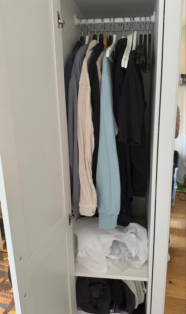 IKEA SONGESAND Kledingkast met spiegel, wit, Ophalen, 100 tot 150 cm, Zo goed als nieuw, 150 tot 200 cm