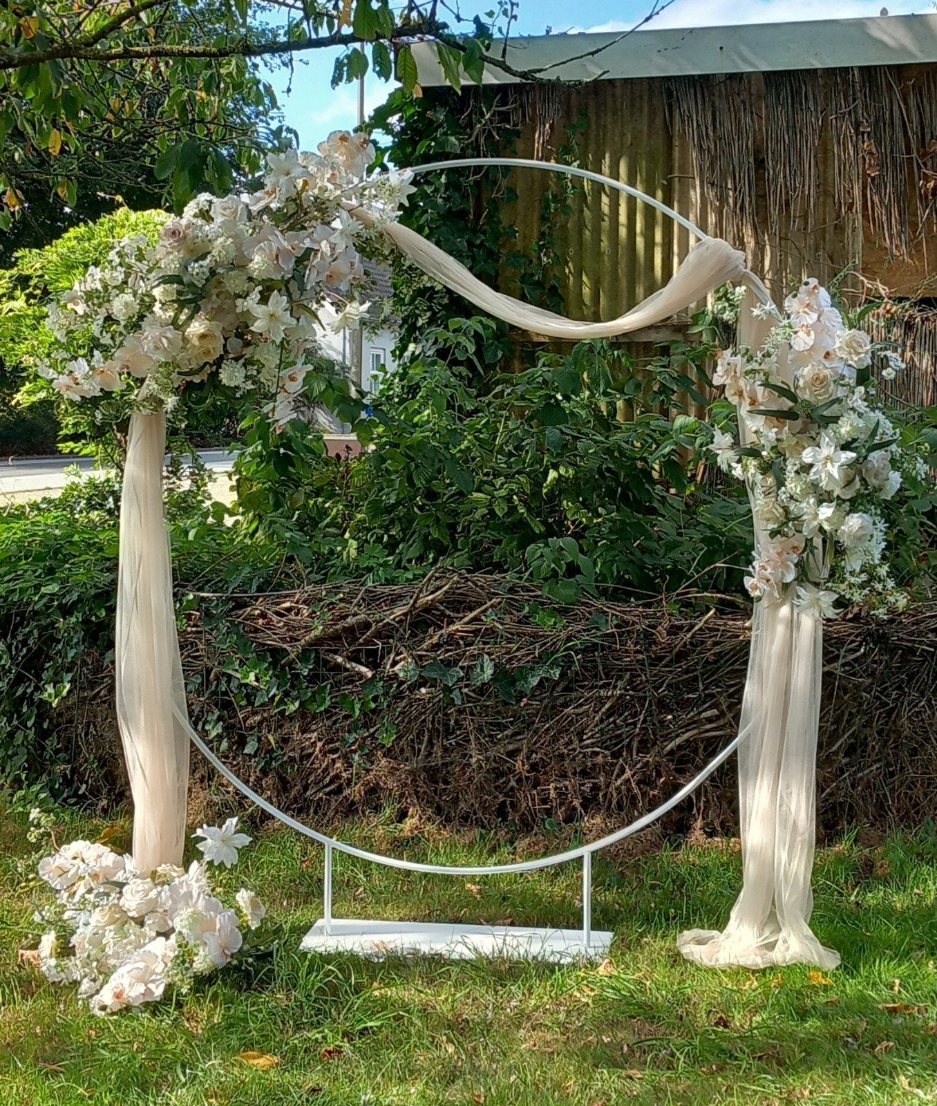 Ronde Backdrop Wit voor Bruiloft (180 cm), Ophalen, Zo goed als nieuw, Versiering, Geboorte of Huwelijk