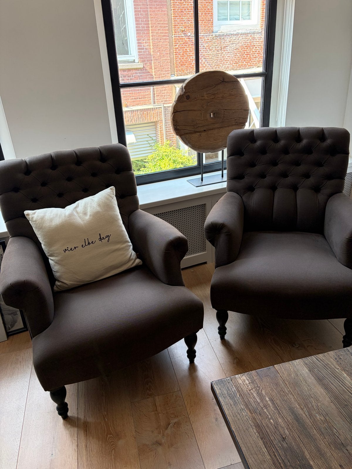 Comfortabele fauteuils - grijs/bruin - 75x85x95 cm, Ophalen, Gebruikt, Stof, 75 tot 100 cm