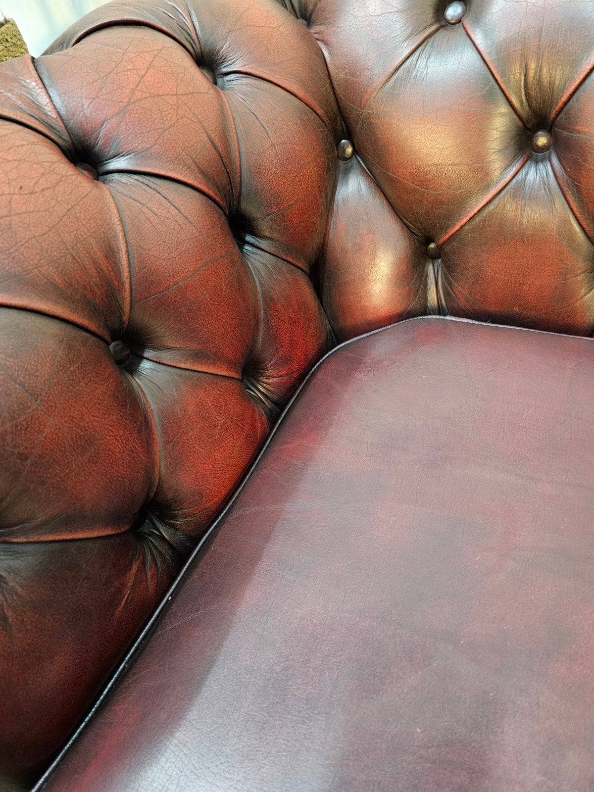 Chesterfield Set 3-zits & Fauteuil Cognac Rood - Gereinigd, Huis en Inrichting, Gebruikt, Leer, Ophalen of Verzenden, Info@nijhofbrothers.nl