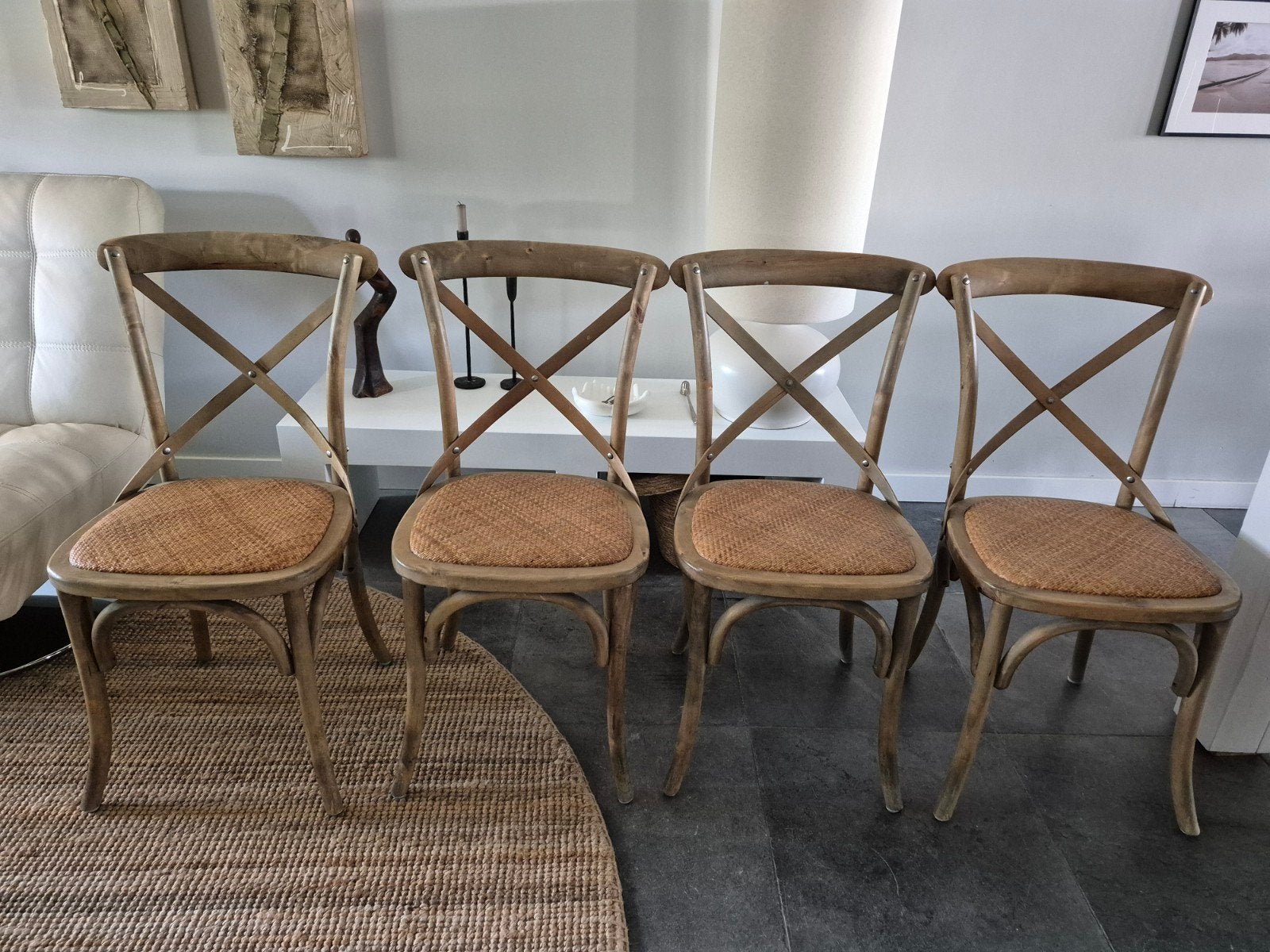 4 eetkamerstoelen, Ophalen, Gebruikt, Bruin, Vier