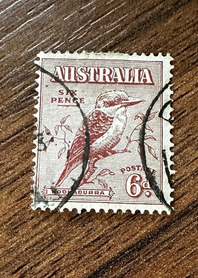 Australië 1932 Kookaburra 6d ijsvogel vogels  gestempeld, Ophalen of Verzenden, Gestempeld