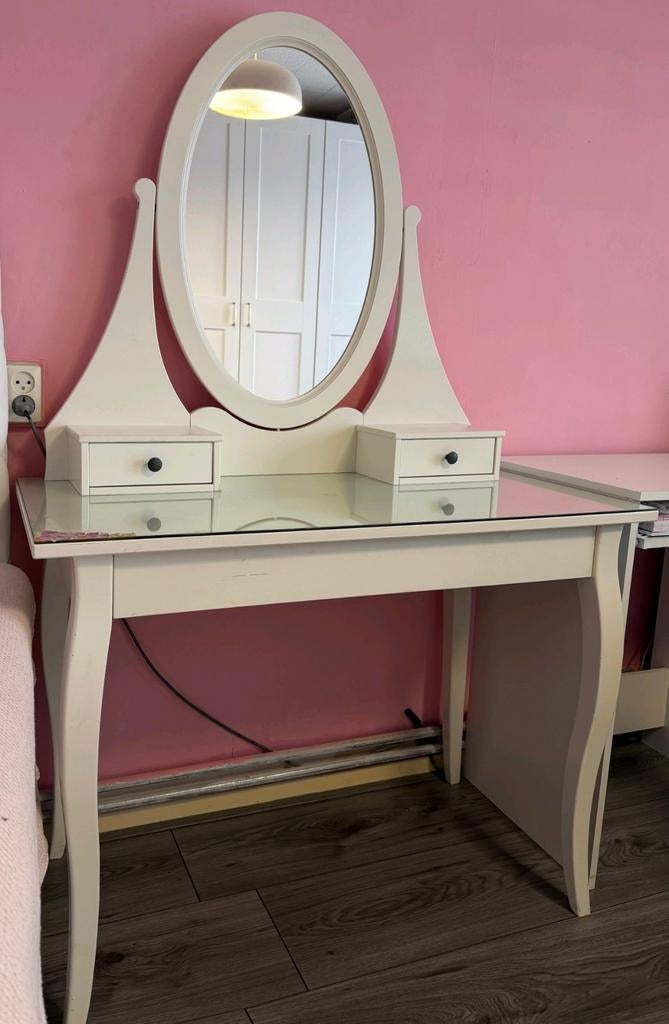 Ikea make-up tafel met spiegel en lades, Ophalen, 50 tot 100 cm, Minder dan 100 cm