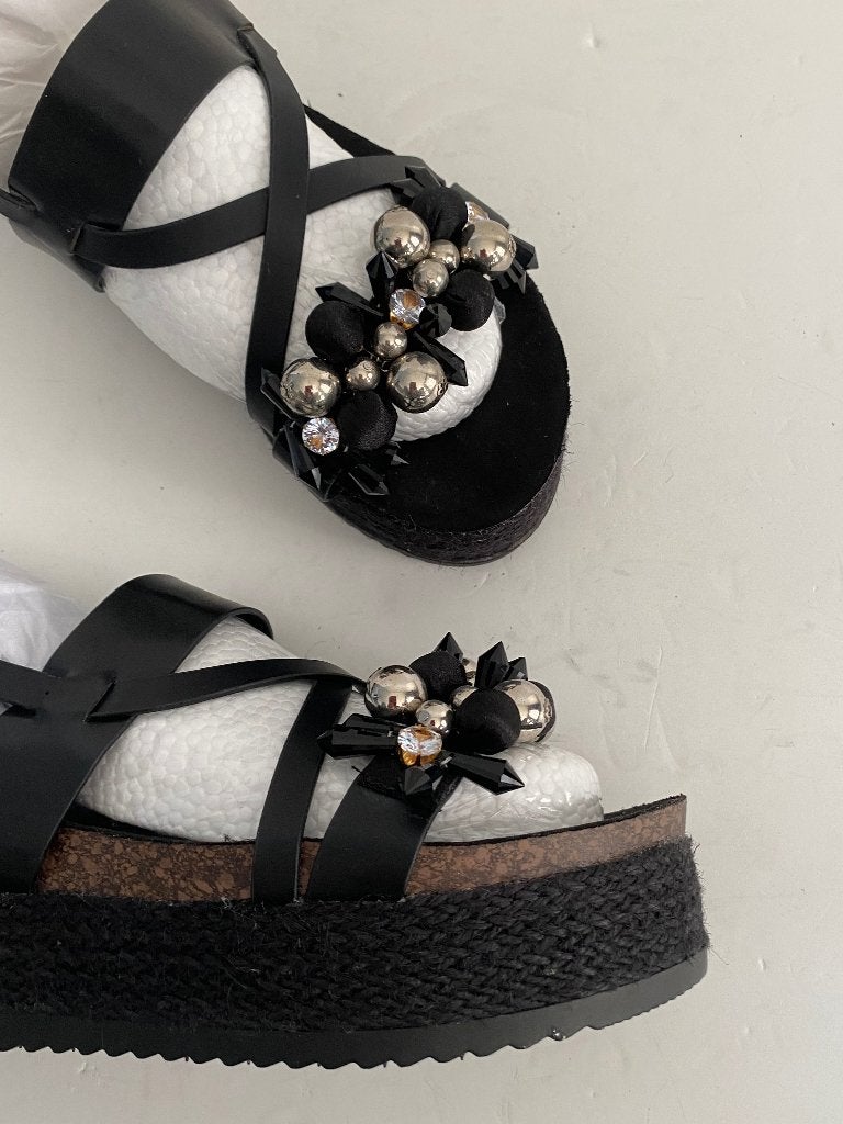 K284 nieuw: Miss Sixty mt. 39 plateau-sandalen open schoenen, Zwart, Miss Sixty, Nieuw, Sandalen of Muiltjes
