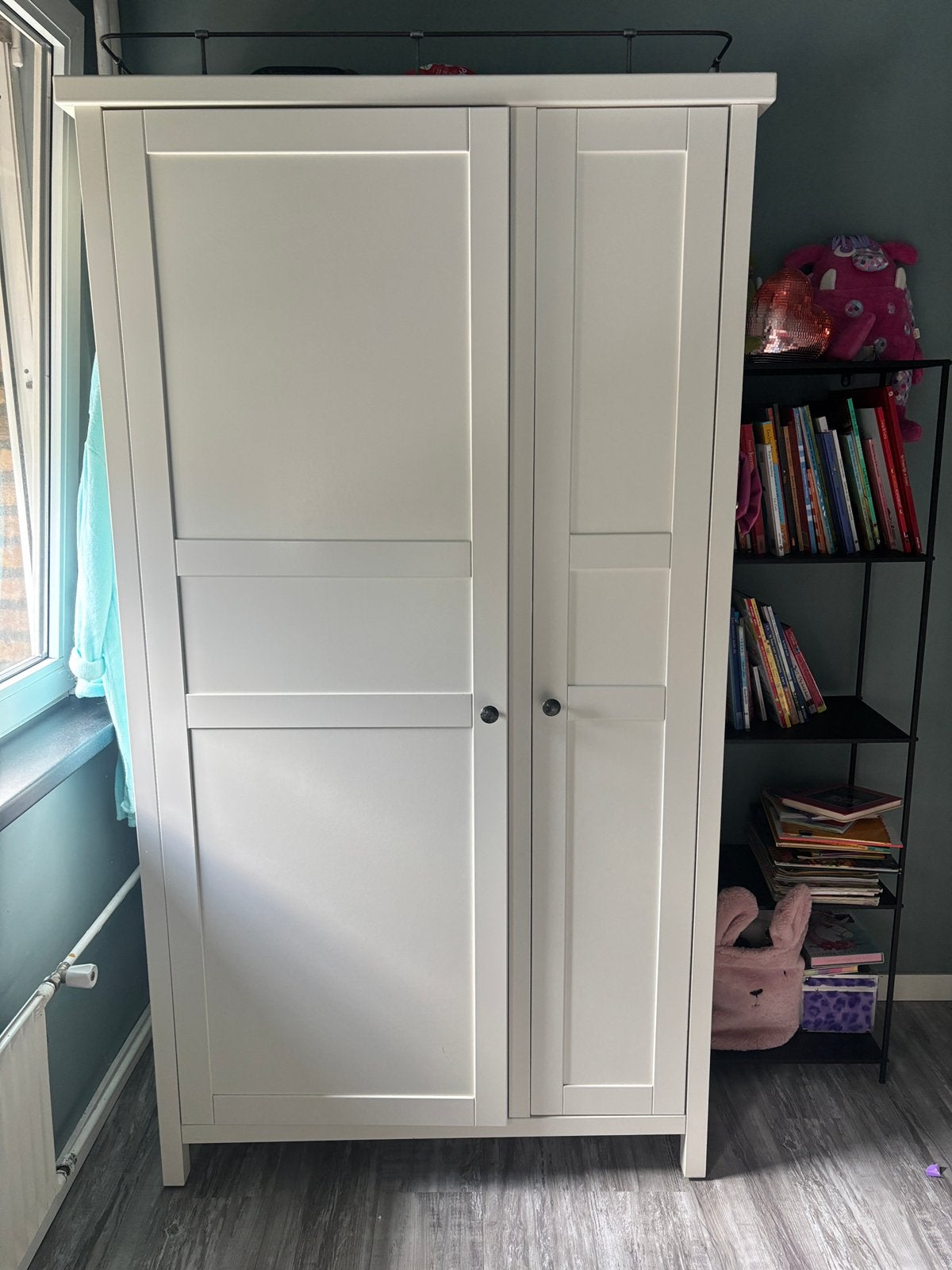 Witte kledingkast met hang- en legruimte, Ophalen, Met plank(en), Gebruikt, 50 tot 100 cm