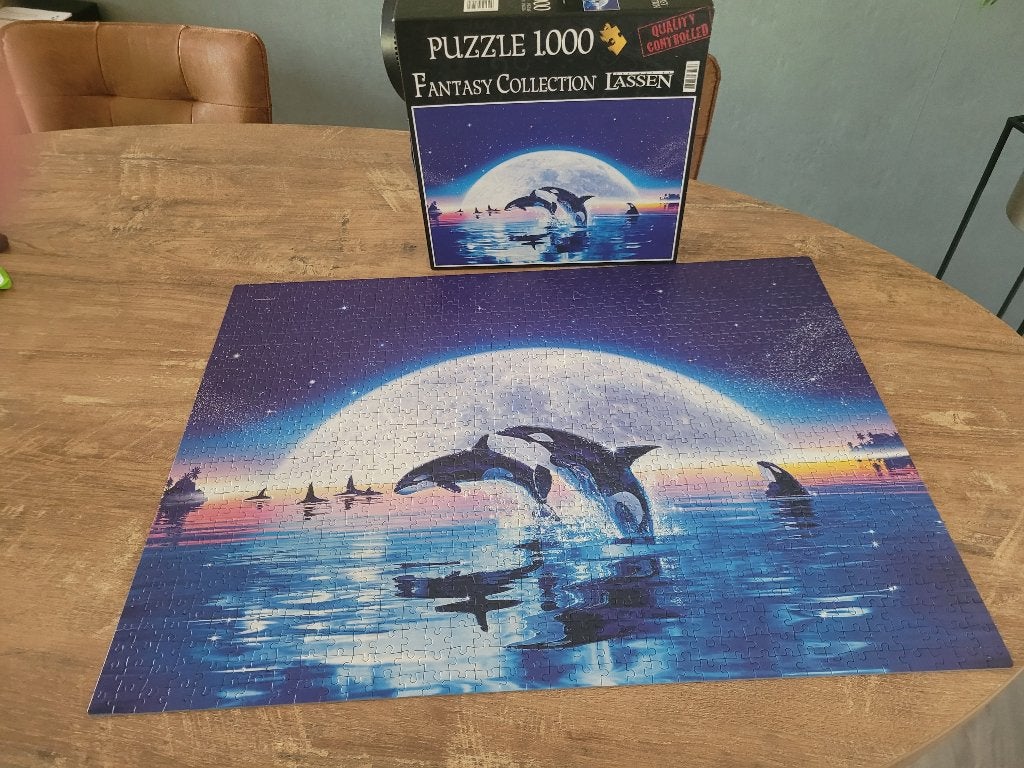 FANTASY COLLECTION = SWIM IN THE MOON 1000 stukjes 2,50, Ophalen of Verzenden, 500 t/m 1500 stukjes, Zo goed als nieuw, Legpuzzel