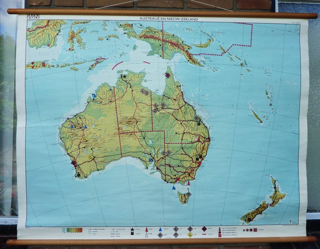 Mooie oude schoolkaart van van Australië, Ophalen of Verzenden, Geschiedenis