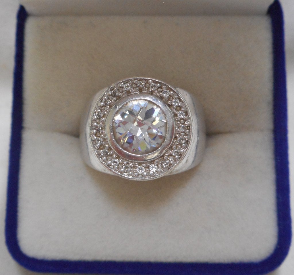 Zilveren Vendoux ring met stenen maat 16 nr.2053, Gebruikt, Verzenden, Kleiner dan 17, Dame