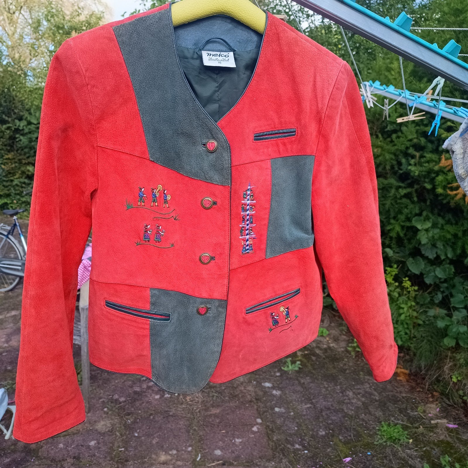 Leren 36 vintage Dirndl jasje van Meico Oktoberfest, Ophalen of Verzenden, Maat 36 (S), Meico, Overige thema's