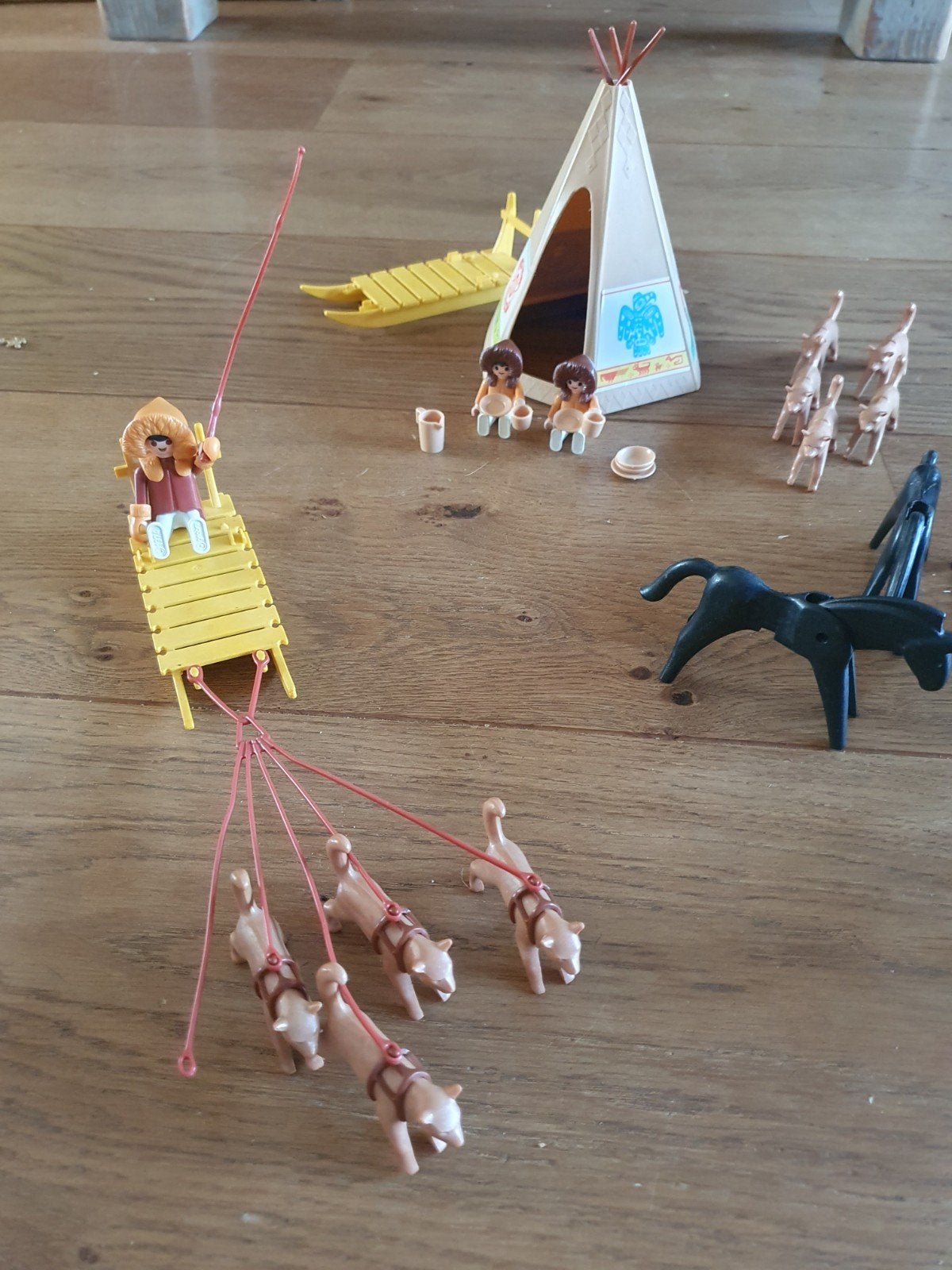vintage laymobil eskimo ijsvissen kajak 3465/3466, Gebruikt, Complete set, Overige typen, Ophalen of Verzenden