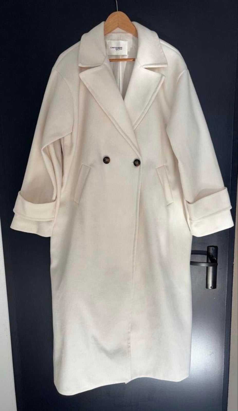 Creme Cartouche by Jeans lange jas S/M, Verzenden, Zo goed als nieuw, Maat 38/40 (M), Wit