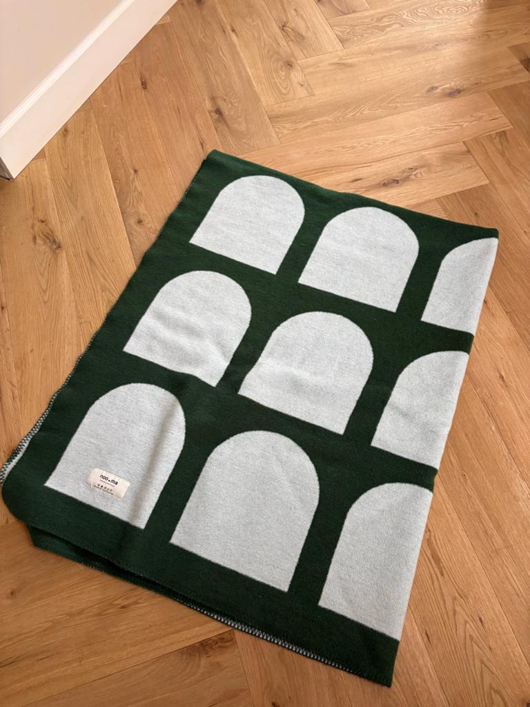 Noo.ma deken groen/blauw met patroon, Ophalen of Verzenden, Zo goed als nieuw