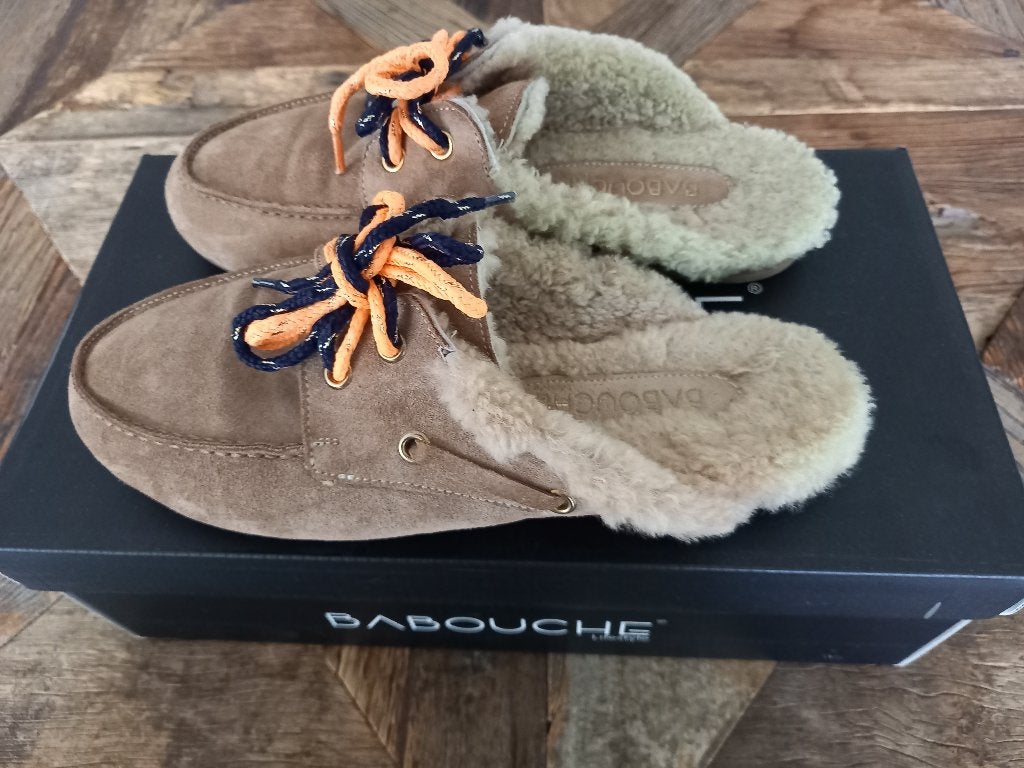 Babouche suede muiltjes/bontgevoerd, Ophalen of Verzenden, Nieuw, Sandalen of Muiltjes