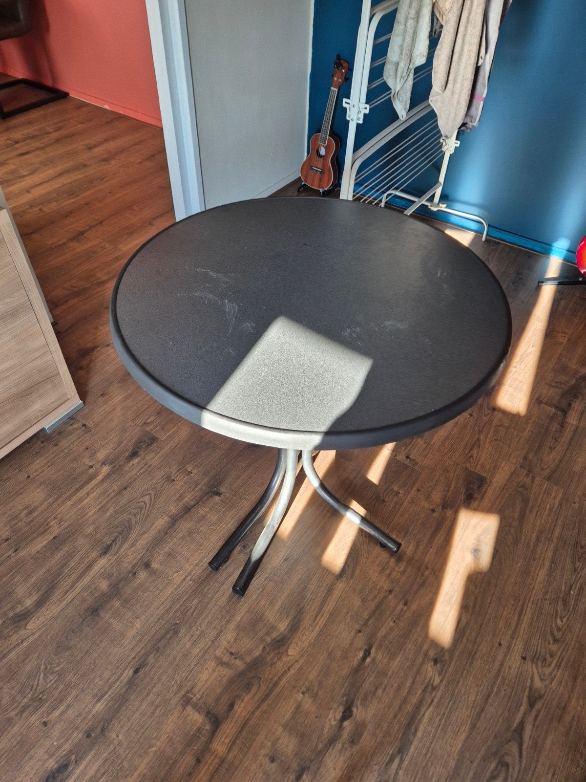 Ronde klaptafel metalen onderstel, Ophalen, Gebruikt, 50 tot 100 cm, Rond