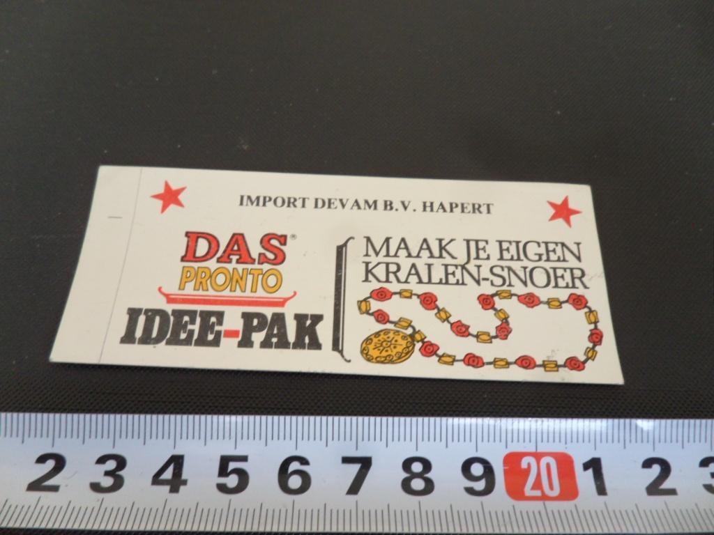 sticker Hapert Import DEVAM BV DAS Pronto Idee-Pak, Verzamelen, Stickers, Ophalen, Zo goed als nieuw