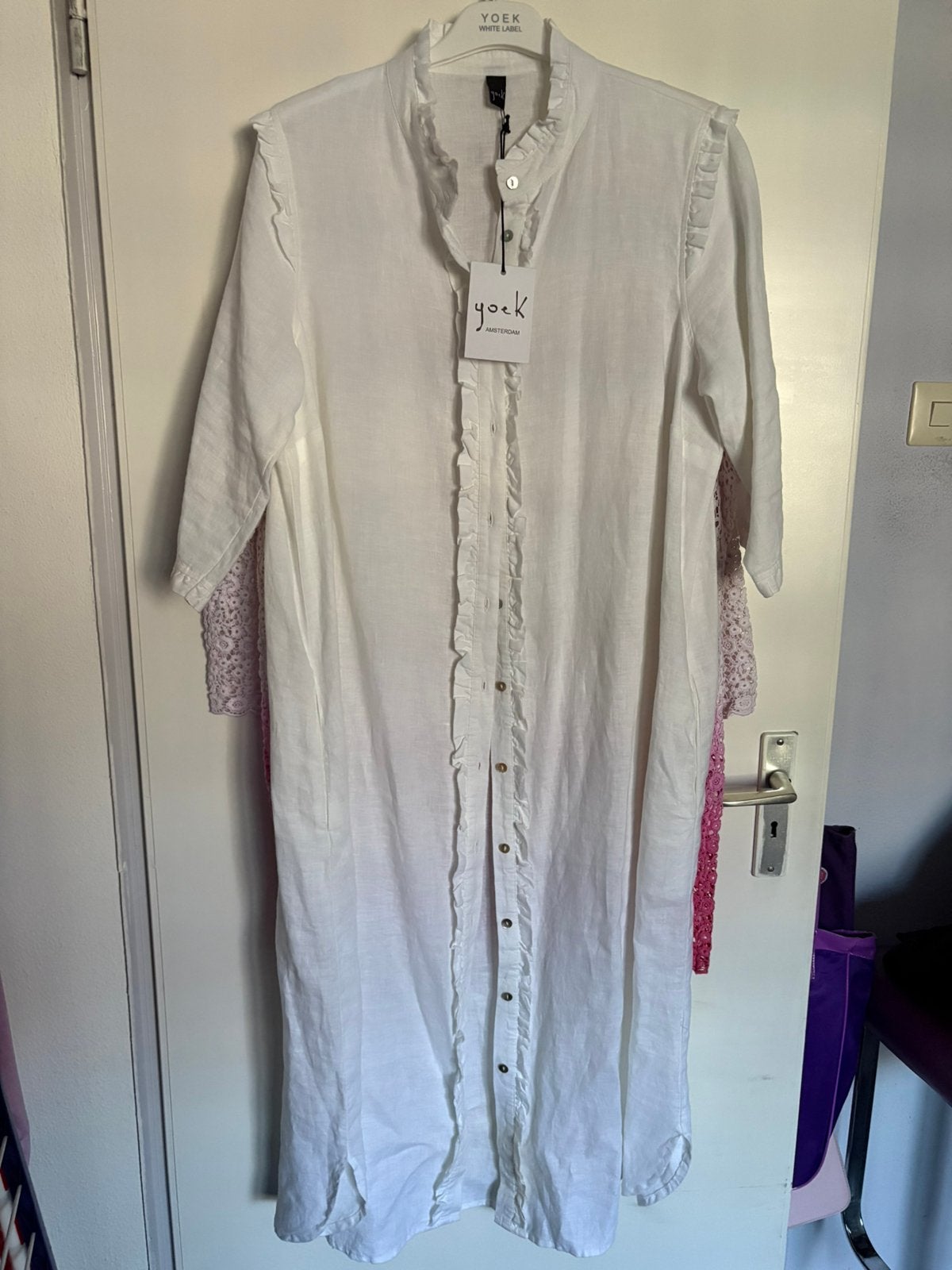 Yoek white label nieuwe witte linnen jurk, maat M, Kleding | Dames, Grote Maten, Ophalen of Verzenden, Nieuw, Wit, Jurk