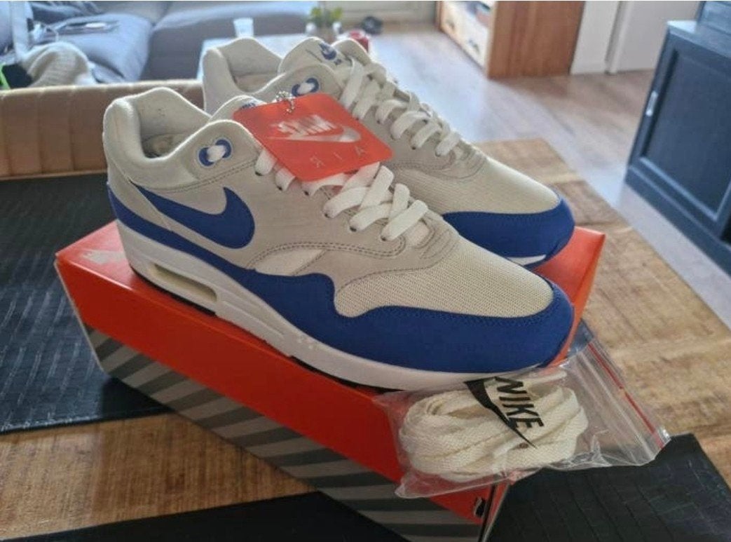 Nike air max one 1 anniversary royal blue us 11,5 eu 45,5, Ophalen, Blauw, Nike, Sneakers of Gympen