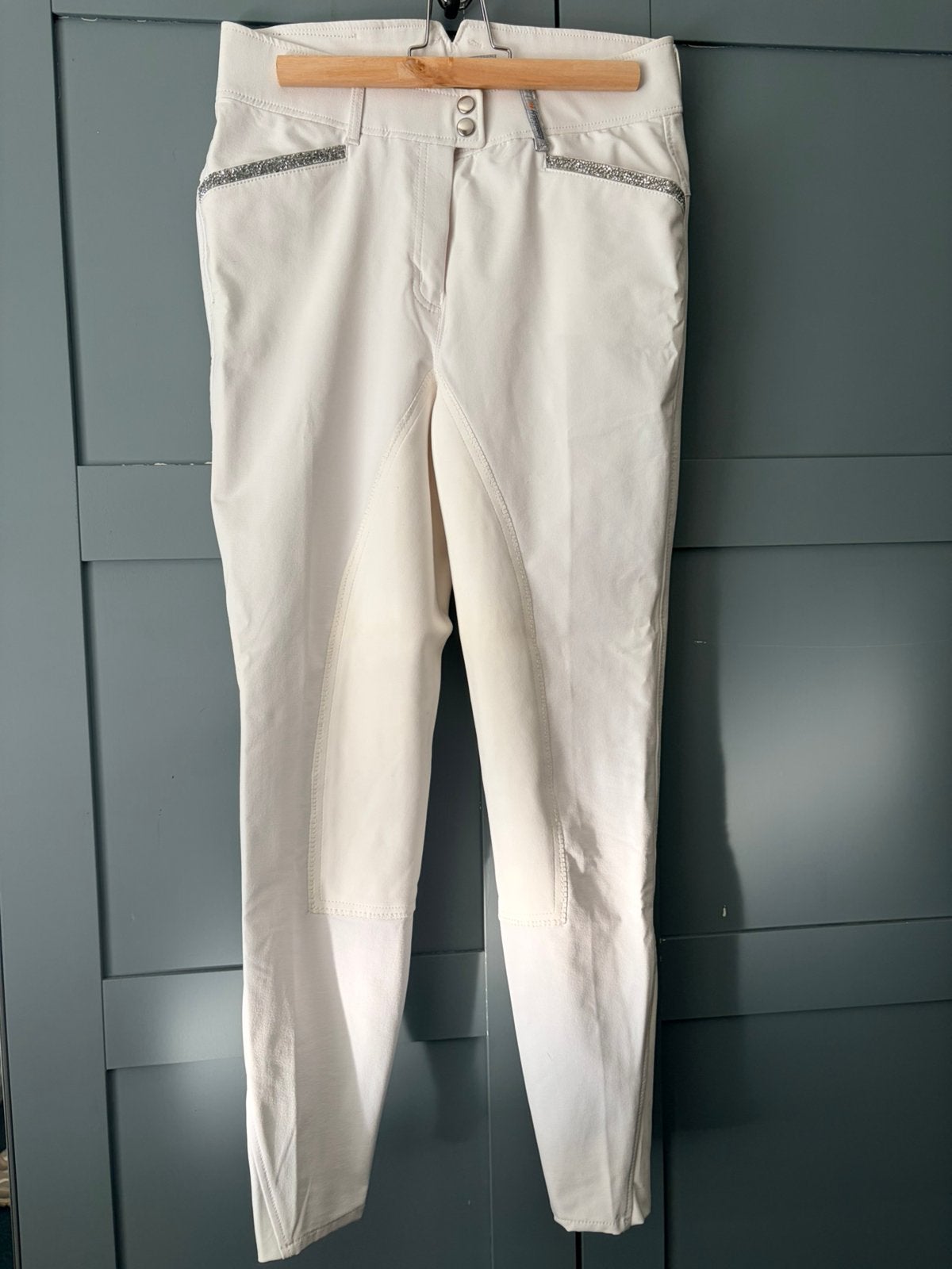 Witte rijbroek PK kunstlederen zitvlak NIEUW, Dieren en Toebehoren, Paardrijkleding, Overige merken, Nieuw, Onderkleding, Ophalen of Verzenden