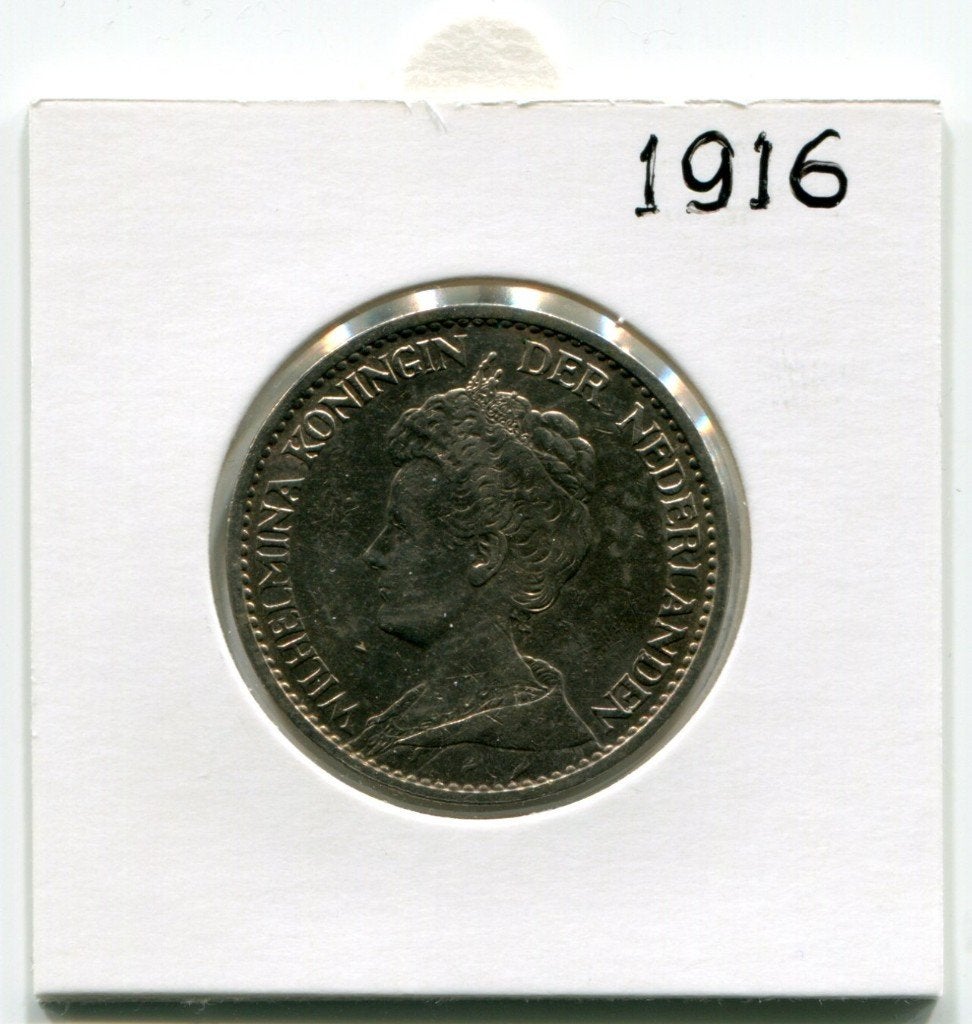 1 Gulden 1916 Koningin Wilhelmina (Schaars), Postzegels en Munten, Munten | Nederland, 1 gulden, Zilver, Ophalen of Verzenden