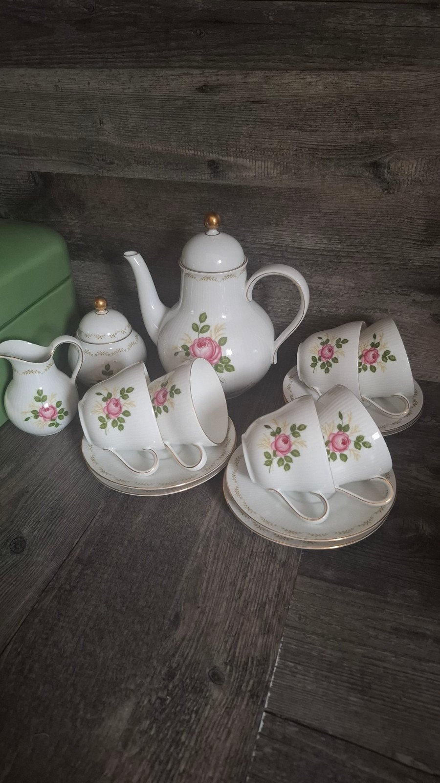 Vintage Leltmann Weiden Bavaria Theeservies met Rozen, Ophalen