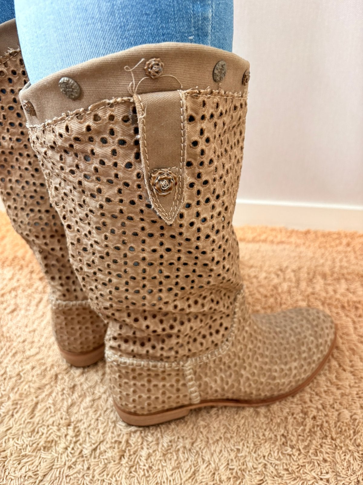 Nauwelijks gedragen Vero Cuoio laarzen maat 39, Bohemian, Hoge laarzen, Vero Cuoio, Beige, Ophalen of Verzenden