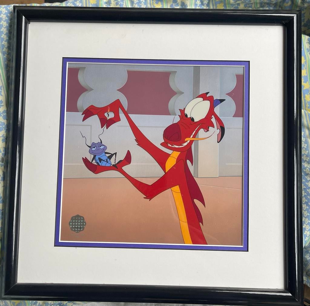 Mulan Mushu en Cri-Kee ingelijste animatie cel, Ophalen, Overige figuren, Zo goed als nieuw, Plaatje of Poster