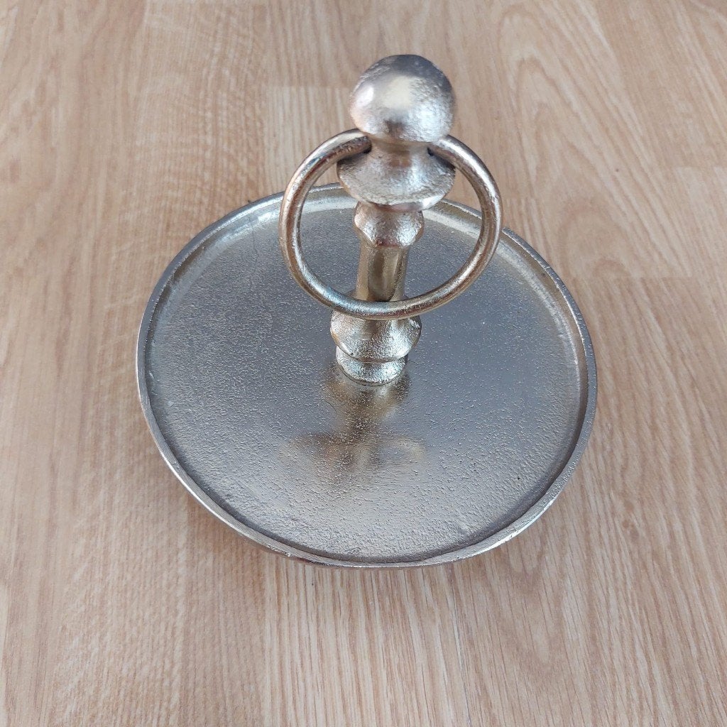 1xVerkoperen schaal, D 15cm. H 16cm, Ophalen of Verzenden, Zo goed als nieuw, Rond, Glas