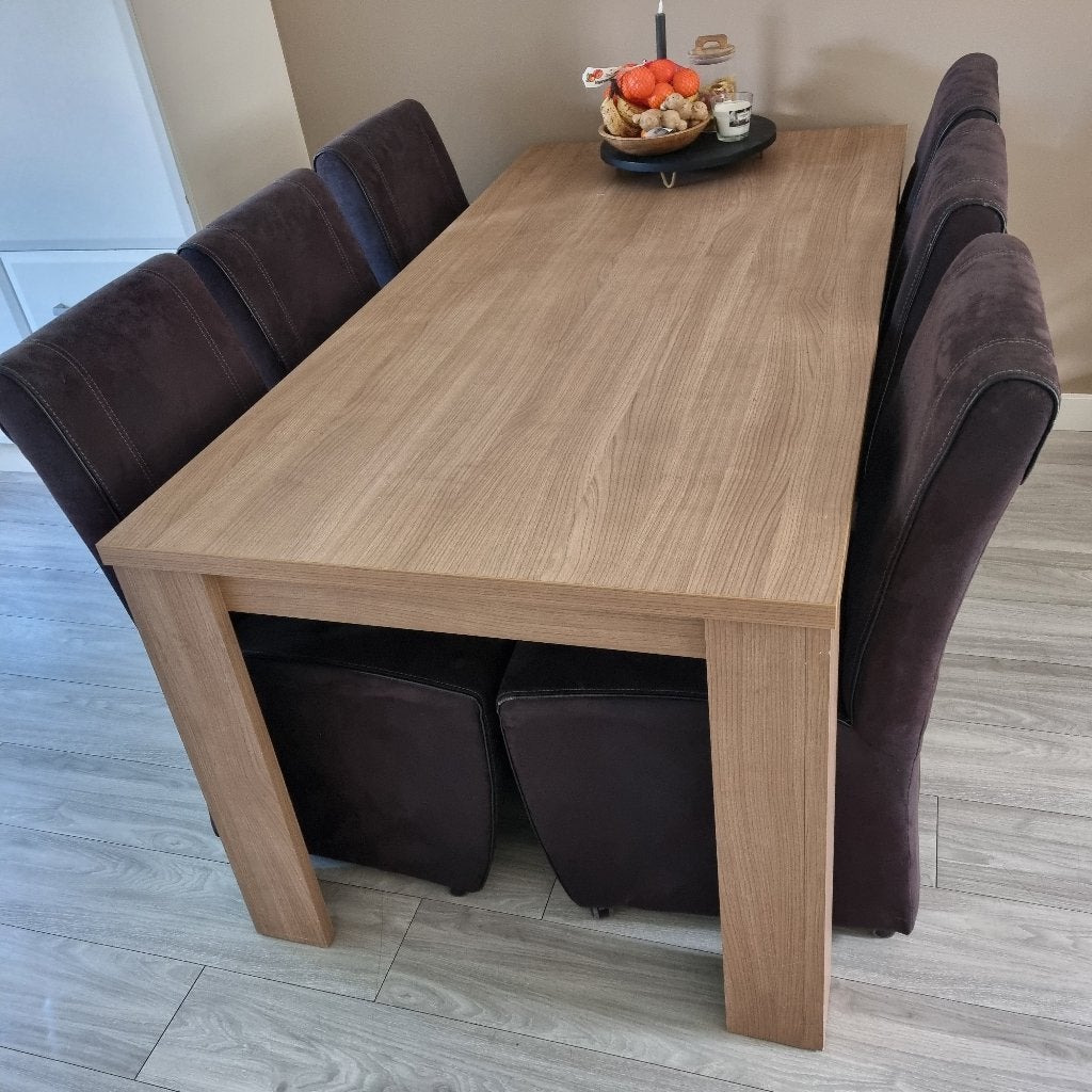 Eettafel + stoelen, Ophalen, Gebruikt, 200 cm of meer, 50 tot 100 cm