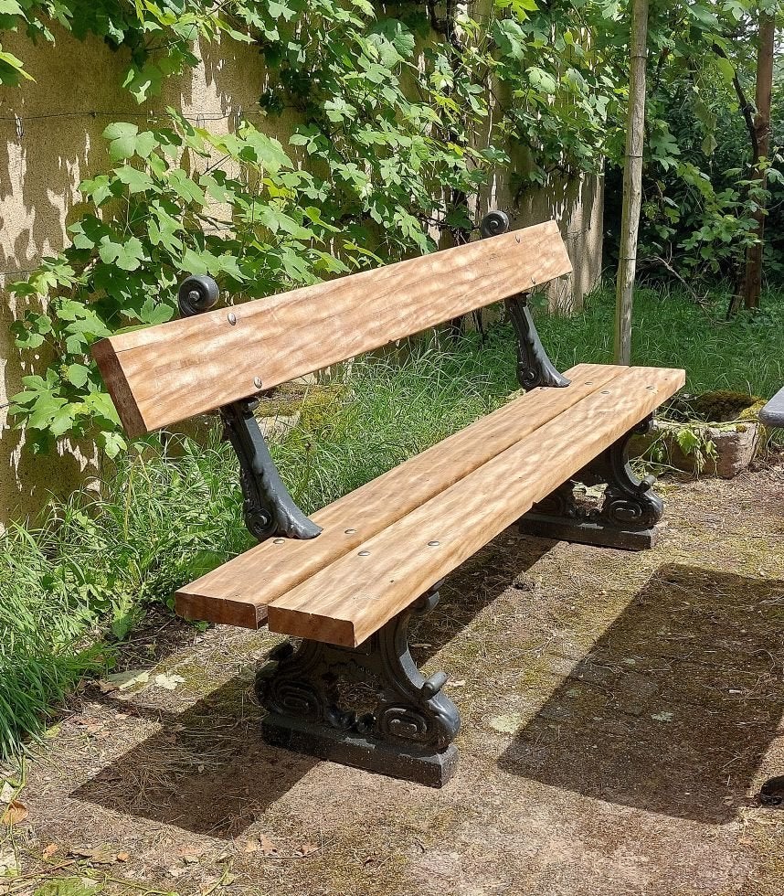 Mooie oude weinig voorkomende tuinbank, Tuin en Terras, Tuinbanken, Gebruikt, Hout, Ophalen