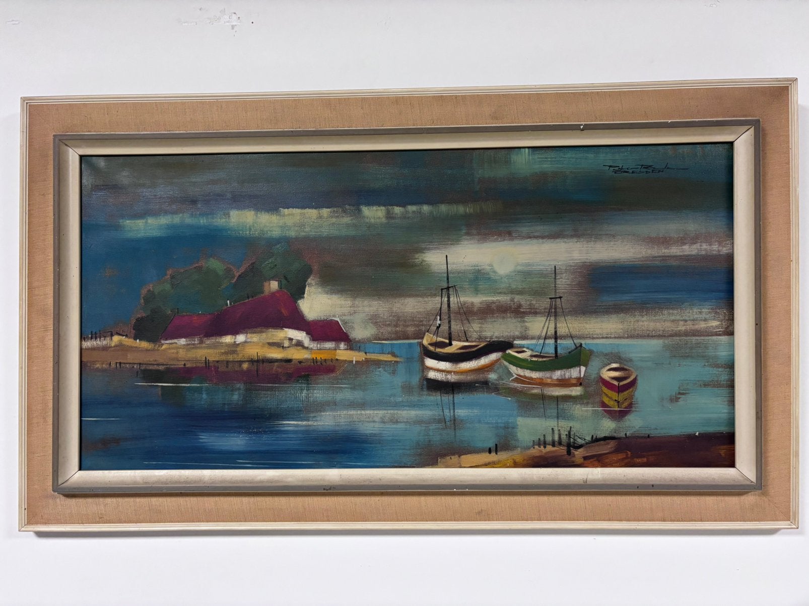 Schilderij Peter Robert Keil (1942) Havenscène 'Dresden', Antiek en Kunst, Ophalen of Verzenden