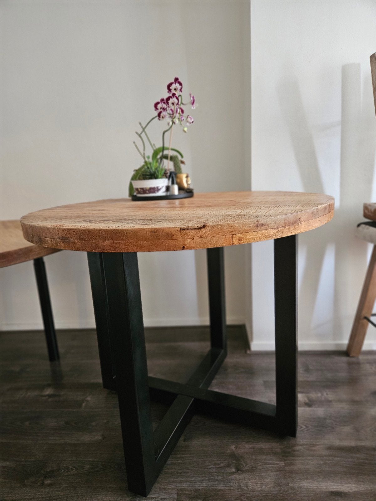 Bar Tafel Mango Hout, Huis en Inrichting, Ophalen, Rond, Zo goed als nieuw, 100 tot 150 cm