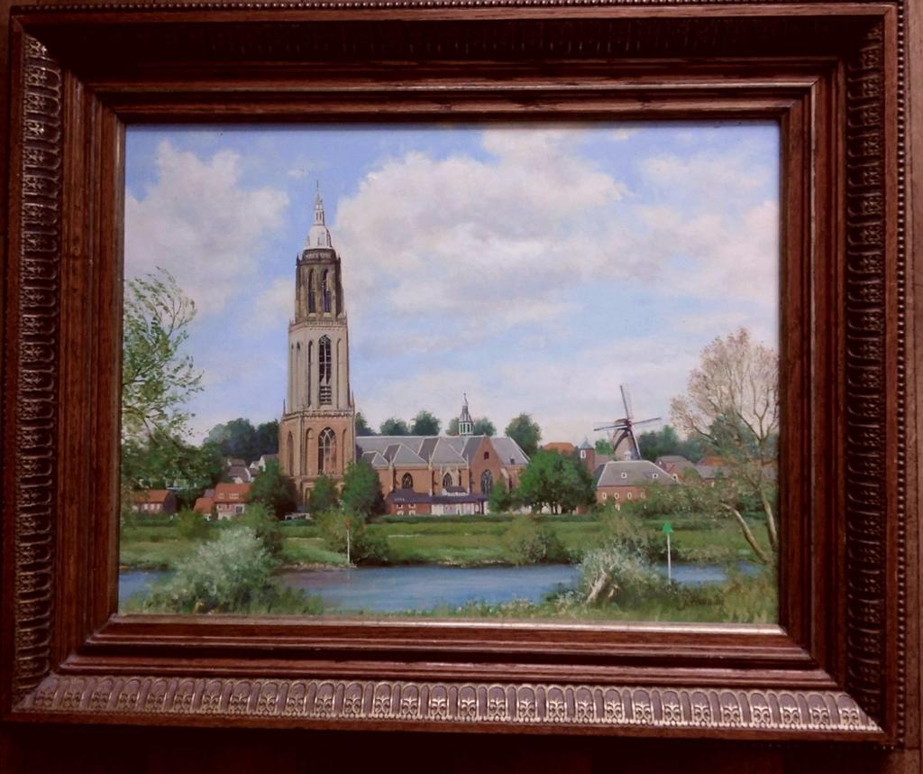 Schilderij zicht op Rhenen, Antiek en Kunst, Kunst | Schilderijen | Klassiek, Ophalen