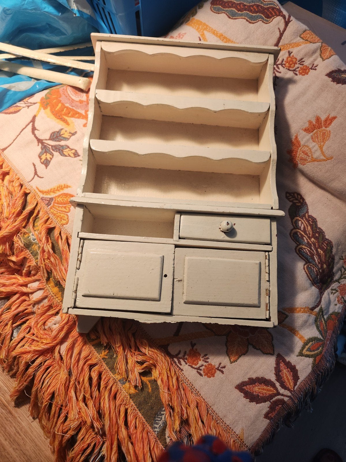 Vintage miniatuur wandkastje met lades en deurtjes, Ophalen of Verzenden